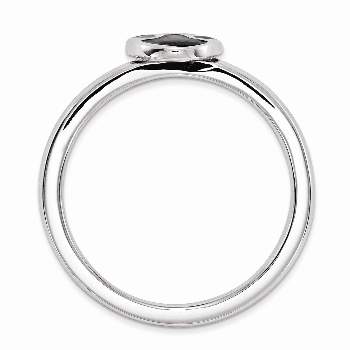 Alternate view of the Sterling Silver Stackable Expressions 7mm Black Enamel Paw Print Ring by The Black Bow Jewelry Co.