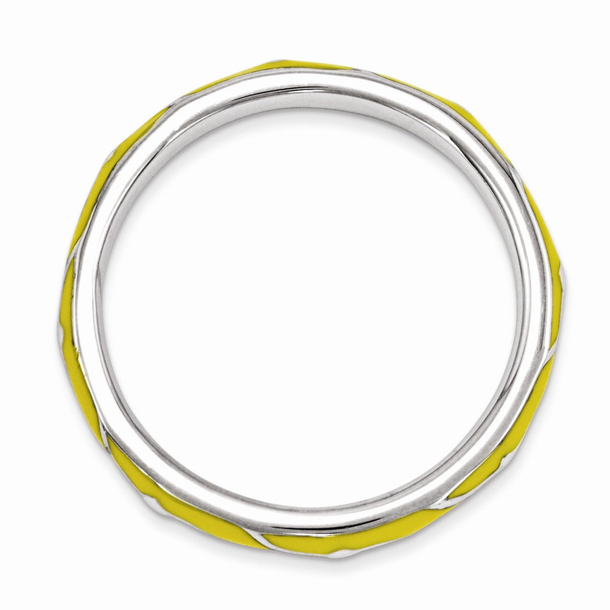 Alternate view of the 2.5mm Sterling Silver Stackable Expressions Yellow Enamel Band by The Black Bow Jewelry Co.
