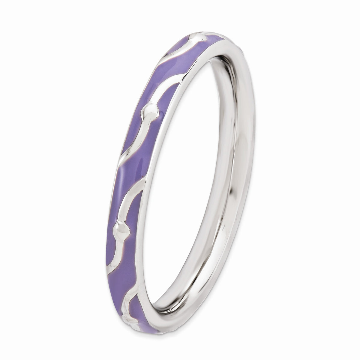 Alternate view of the 2.5mm Sterling Silver Stackable Expressions Purple Enamel Band by The Black Bow Jewelry Co.