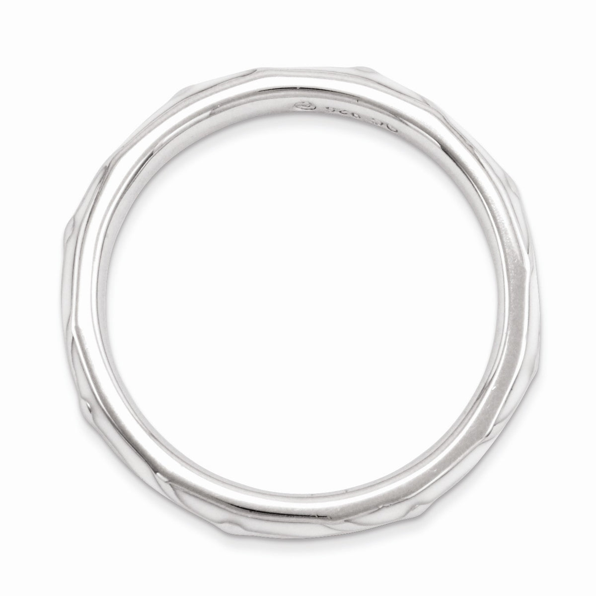 Alternate view of the 2.5mm Sterling Silver Stackable Expressions White Enamel Band by The Black Bow Jewelry Co.