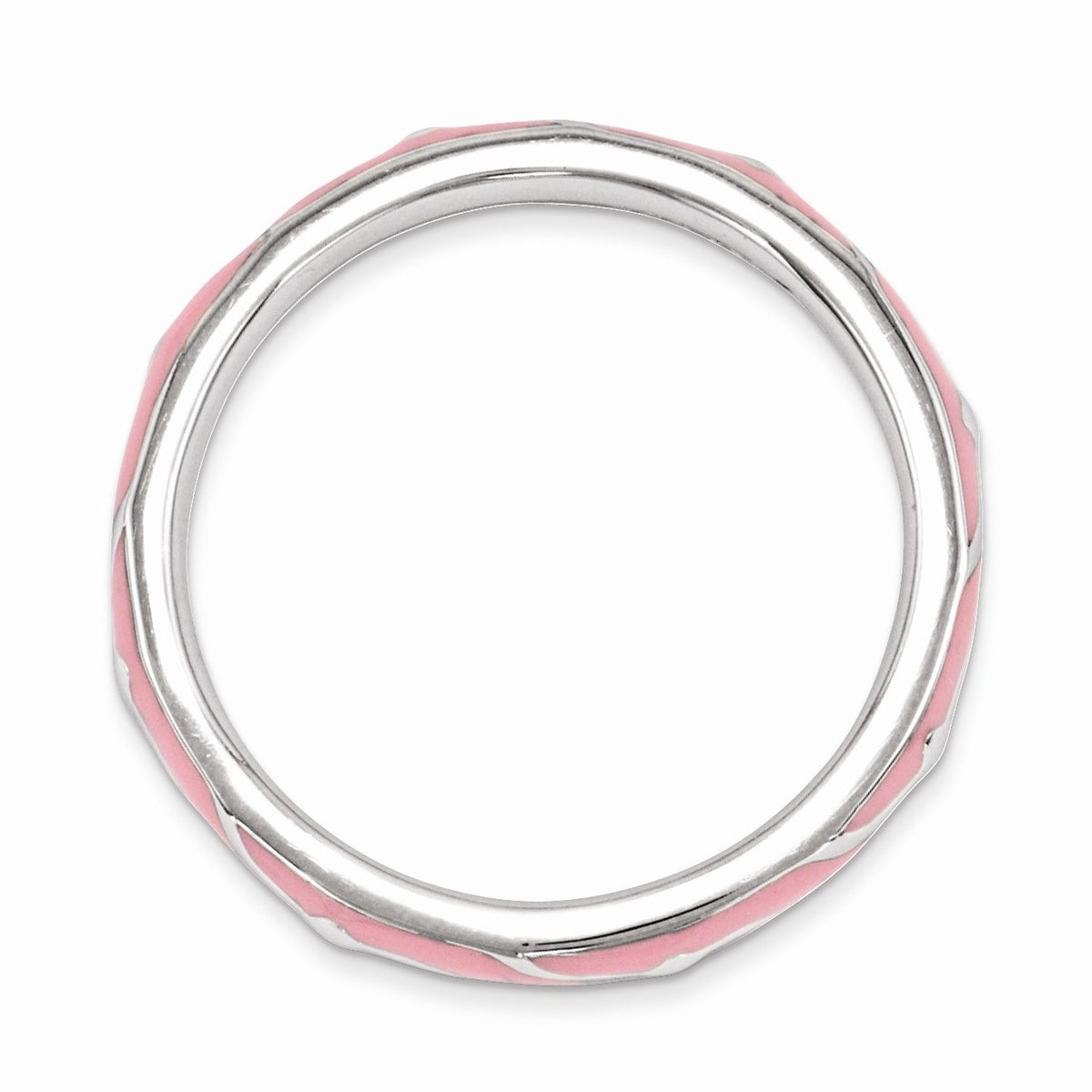 Alternate view of the 2.5mm Sterling Silver Stackable Expressions Pink Enamel Band by The Black Bow Jewelry Co.