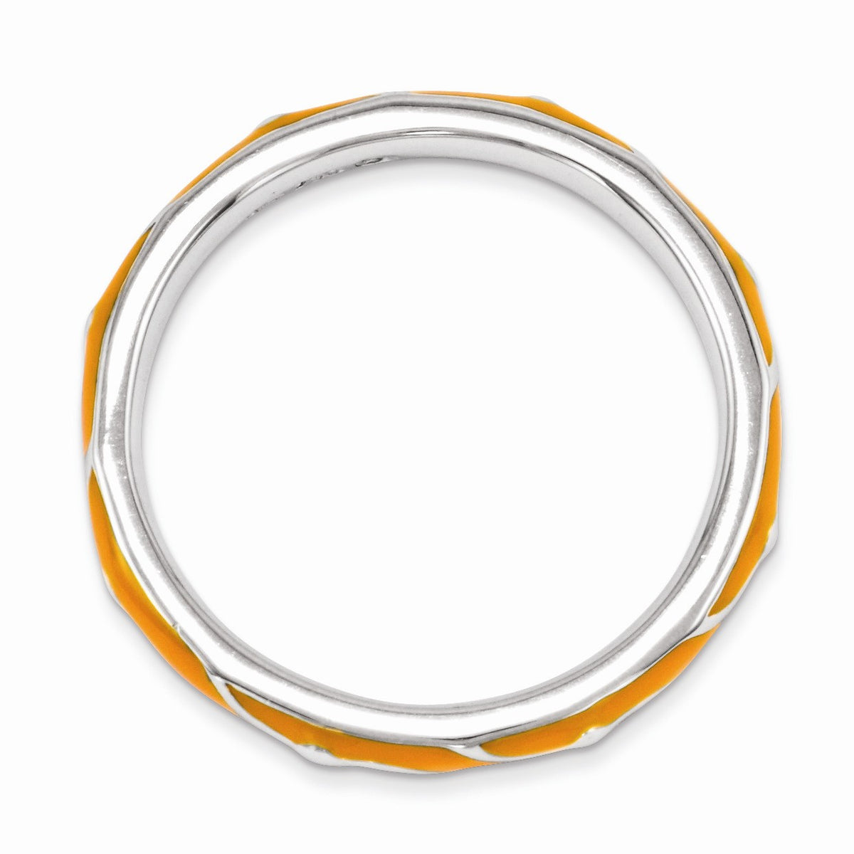 Alternate view of the 2.5mm Sterling Silver Stackable Expressions Orange Enamel Band by The Black Bow Jewelry Co.