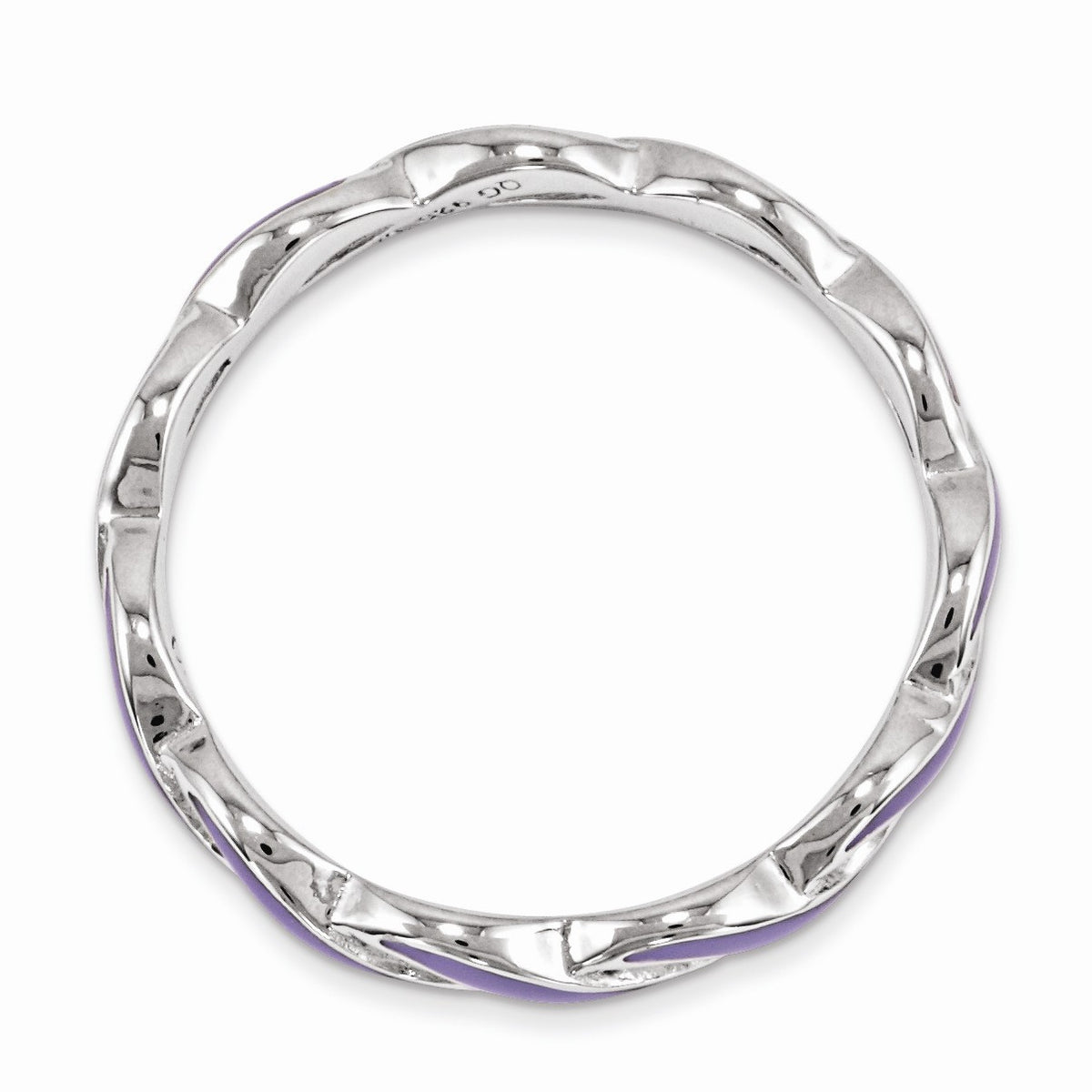 Alternate view of the 2mm Sterling Silver Stackable Expressions Purple Enamel Swirl Band by The Black Bow Jewelry Co.