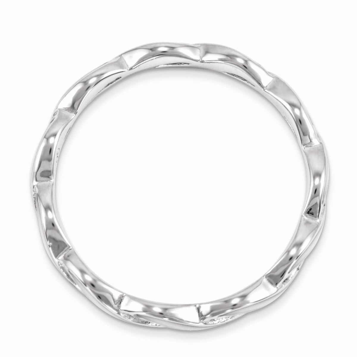 Alternate view of the 2mm Sterling Silver Stackable Expressions White Enamel Swirl Band by The Black Bow Jewelry Co.
