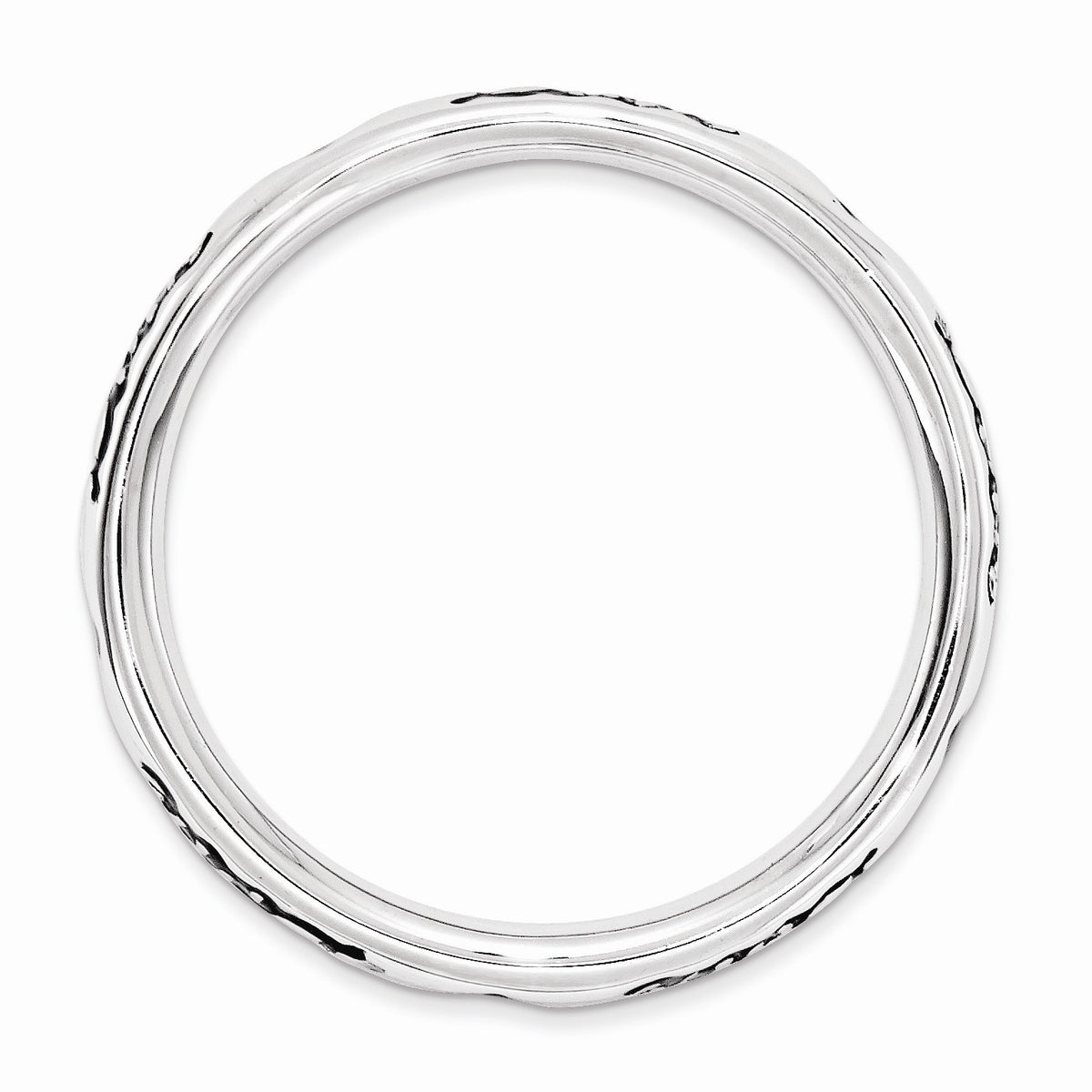 Alternate view of the 3.5mm Sterling Silver Stackable Black Enamel Love Script Band by The Black Bow Jewelry Co.