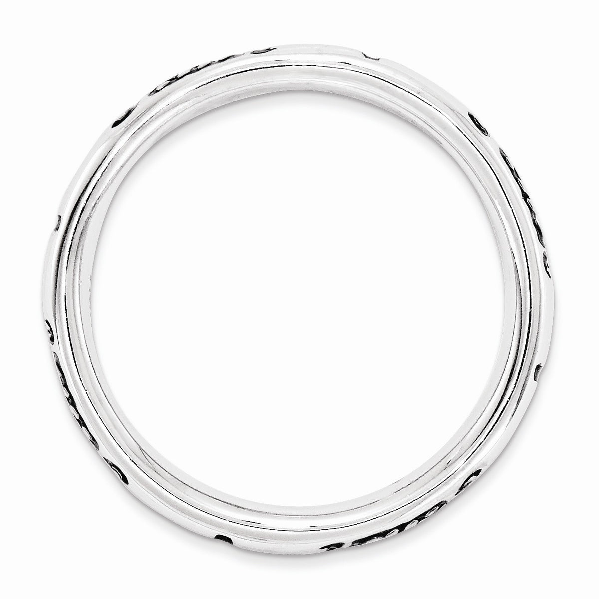 Alternate view of the 3.5mm Sterling Silver Stackable Black Enamel Faith Script Band by The Black Bow Jewelry Co.