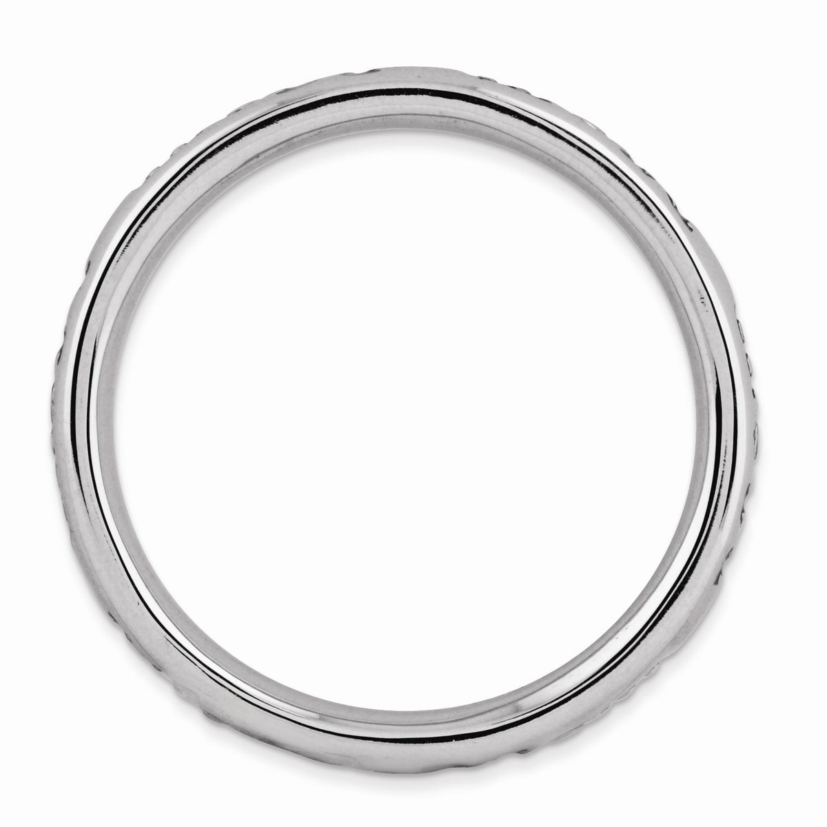 Alternate view of the 3.5mm Sterling Silver Stackable Black Enamel Mom Script Band by The Black Bow Jewelry Co.