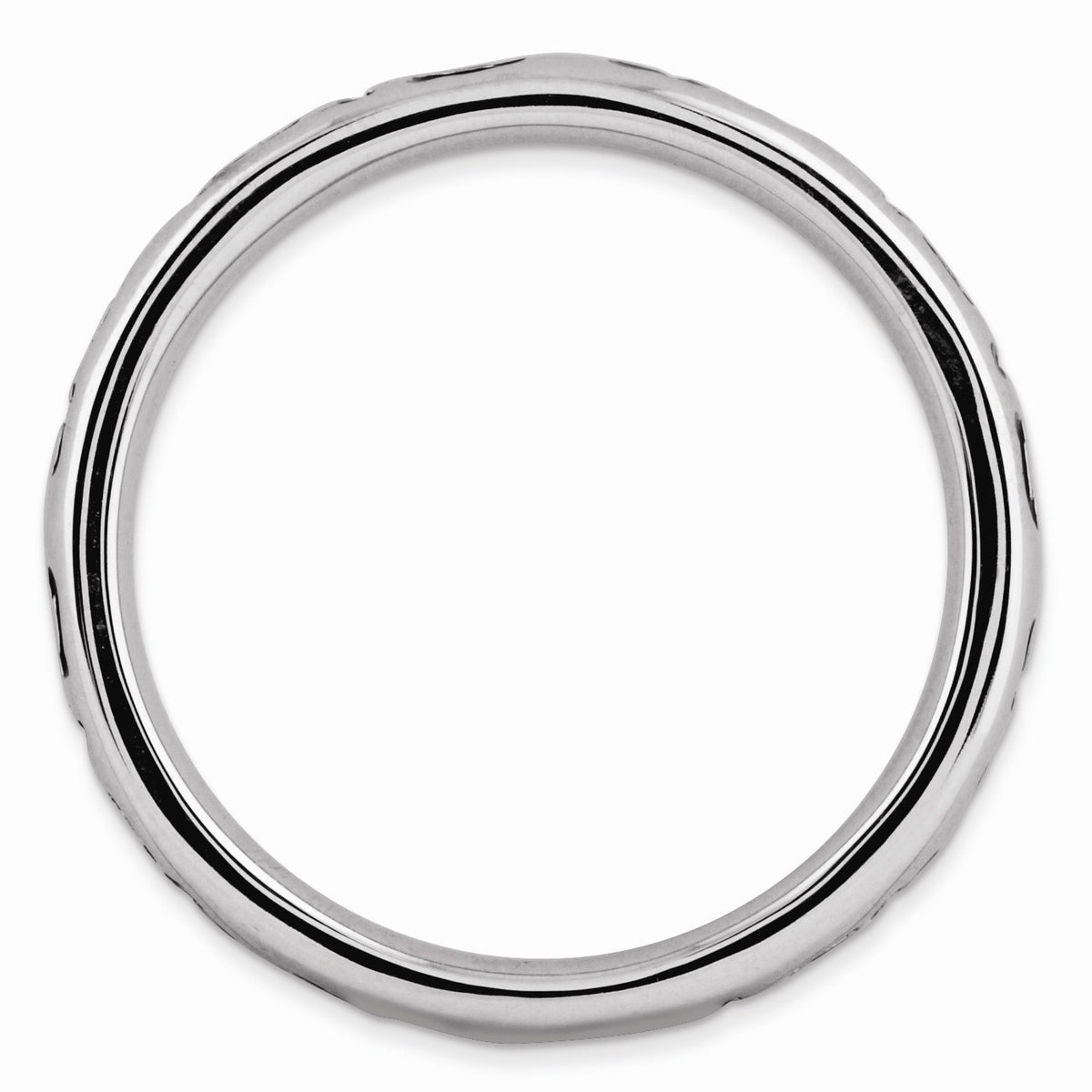 Alternate view of the 3.5mm Sterling Silver Stackable Black Enamel Mother Script Band by The Black Bow Jewelry Co.