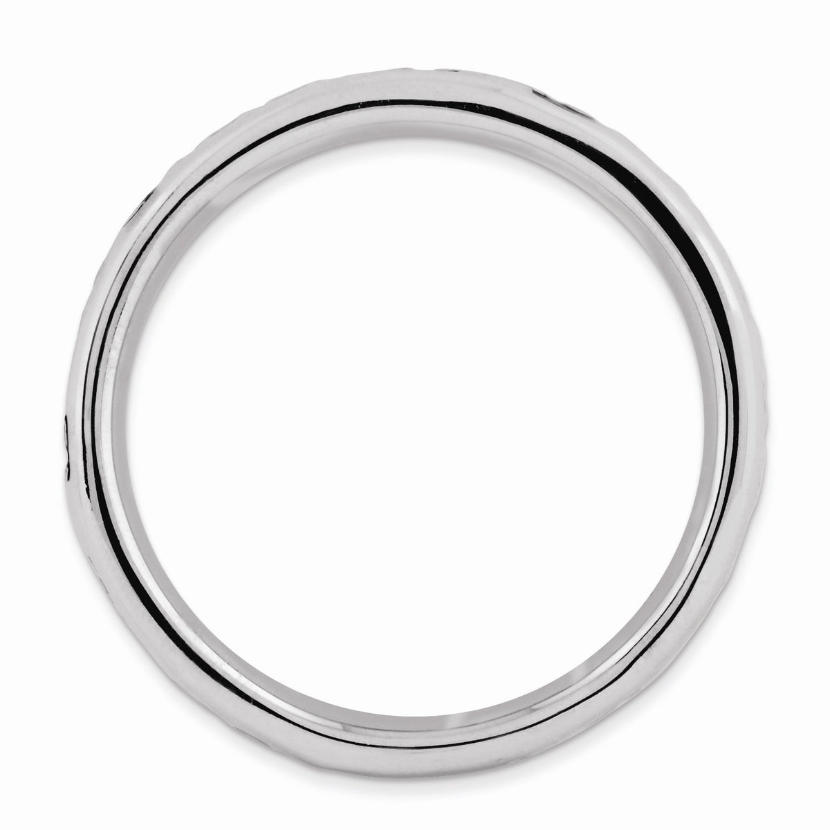 Alternate view of the 3.5mm Sterling Silver Stackable Black Enamel Daughter Script Band by The Black Bow Jewelry Co.