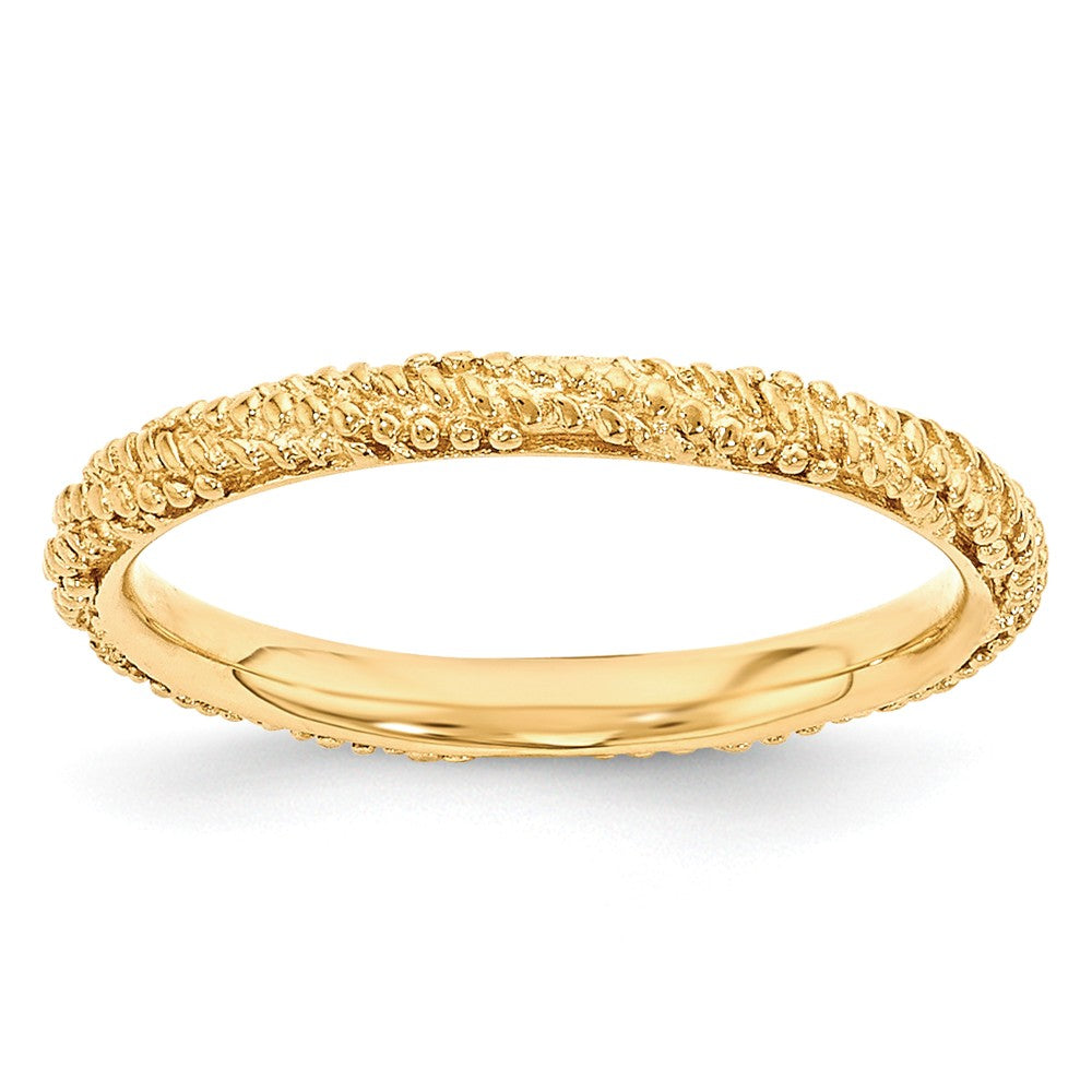 2.25mm Gold Tone Plated Sterling Silver Stackable Textured Band, Item R11237 by The Black Bow Jewelry Co.