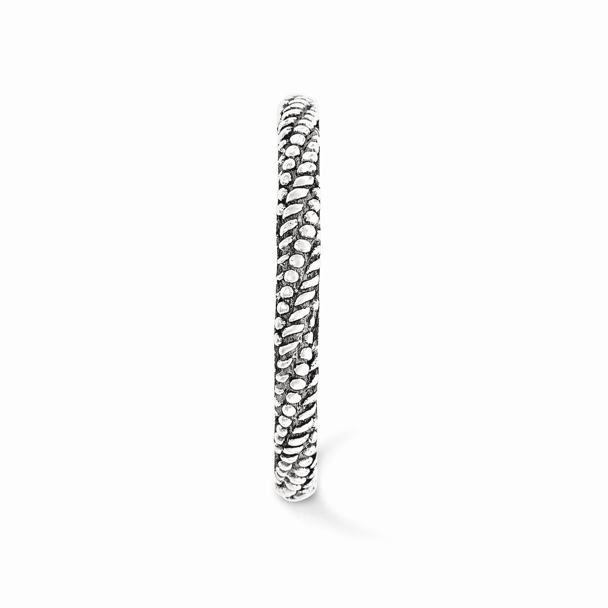 Alternate view of the 2.25mm Antiqued Sterling Silver Stackable Textured Band Size 5 by The Black Bow Jewelry Co.