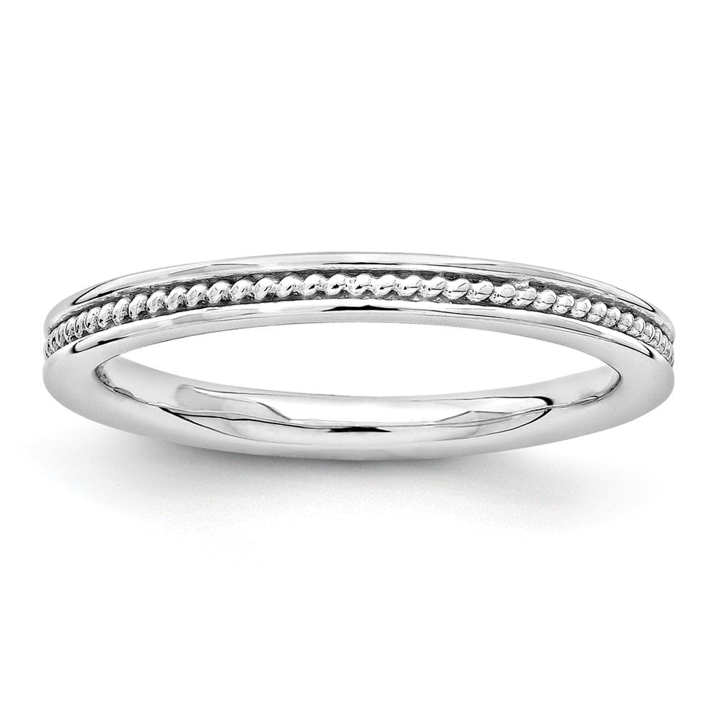 2.25mm Sterling Silver Stackable Rhodium Plated Channeled Band, Item R11243 by The Black Bow Jewelry Co.