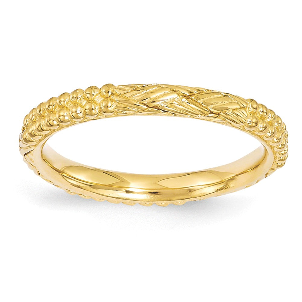 2.5mm Gold Tone Plated Sterling Silver Stackable Patterned Band, Item R11246 by The Black Bow Jewelry Co.