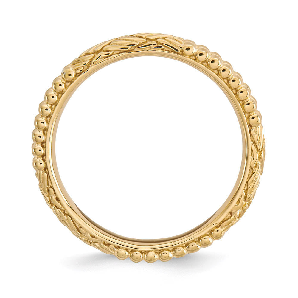 Alternate view of the 2.5mm Gold Tone Plated Sterling Silver Stackable Patterned Band by The Black Bow Jewelry Co.