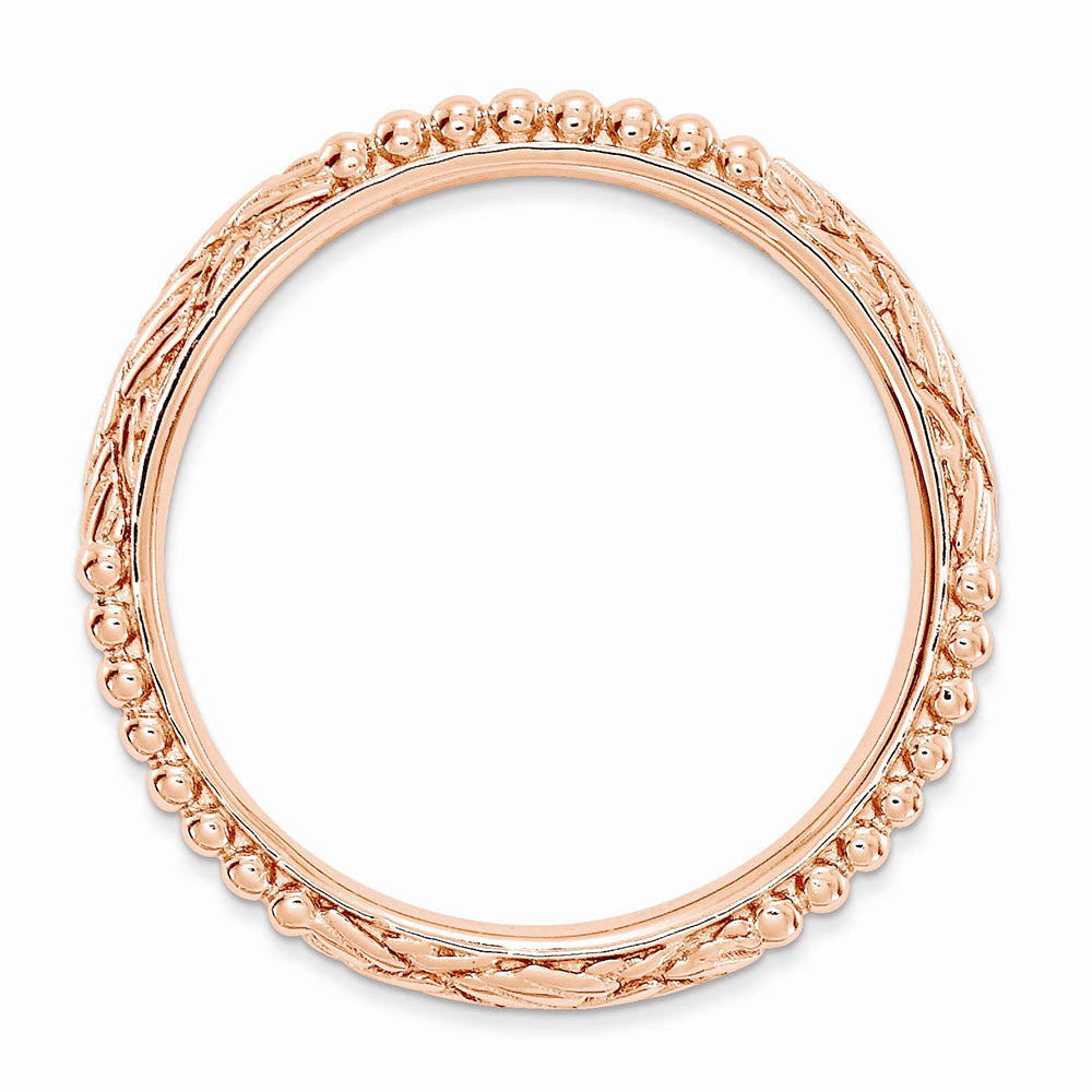 Alternate view of the 2.5mm Rose Gold Tone Plated Sterling Silver Stackable Patterned Band by The Black Bow Jewelry Co.