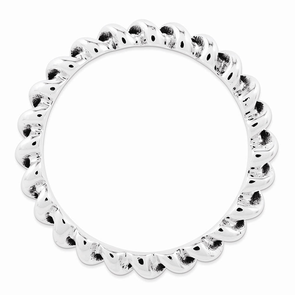 Alternate view of the 2.5mm Rhodium Sterling Silver Stackable Antiqued Twisted Band by The Black Bow Jewelry Co.