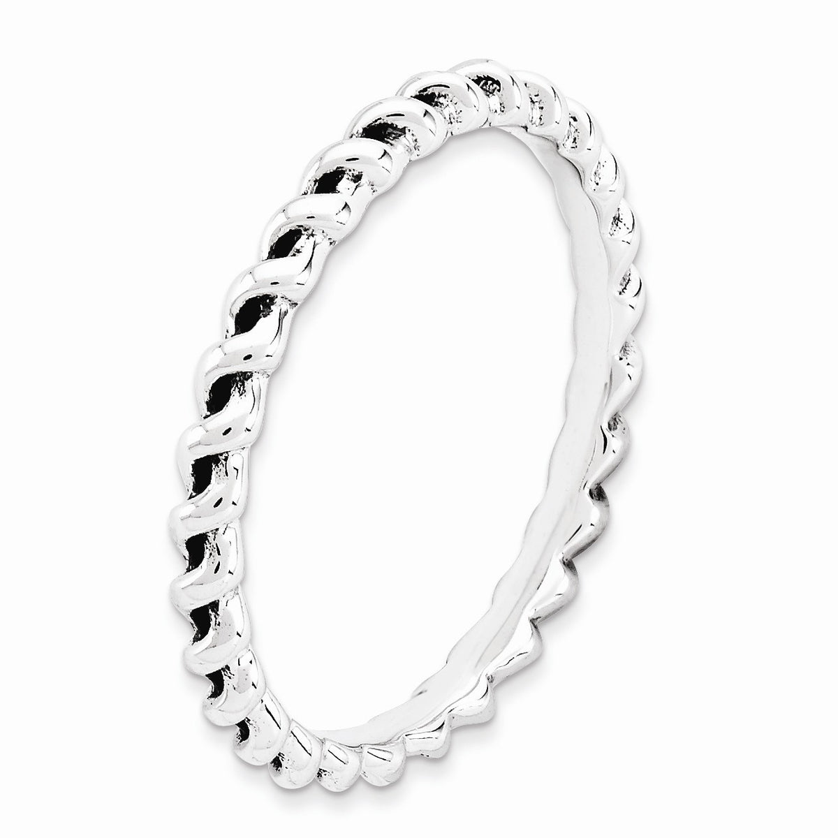 Alternate view of the 2.5mm Rhodium Sterling Silver Stackable Antiqued Twisted Band Size 5 by The Black Bow Jewelry Co.