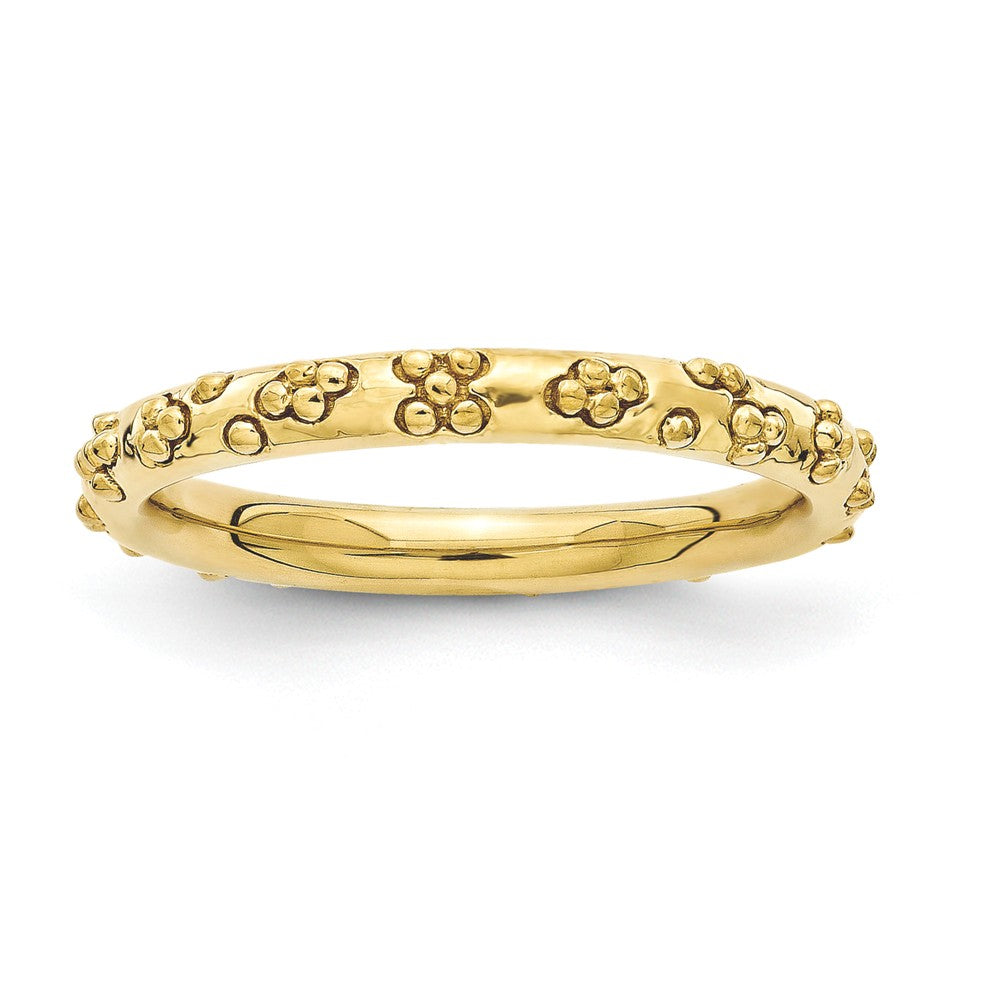 2.5mm Gold Tone Plated Sterling Silver Stackable Textured Band, Item R11255 by The Black Bow Jewelry Co.