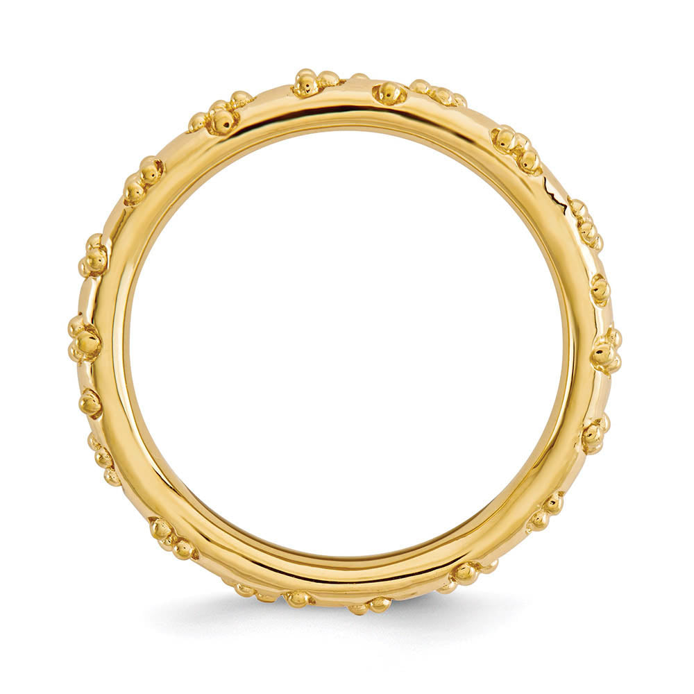 Alternate view of the 2.5mm Gold Tone Plated Sterling Silver Stackable Textured Band by The Black Bow Jewelry Co.