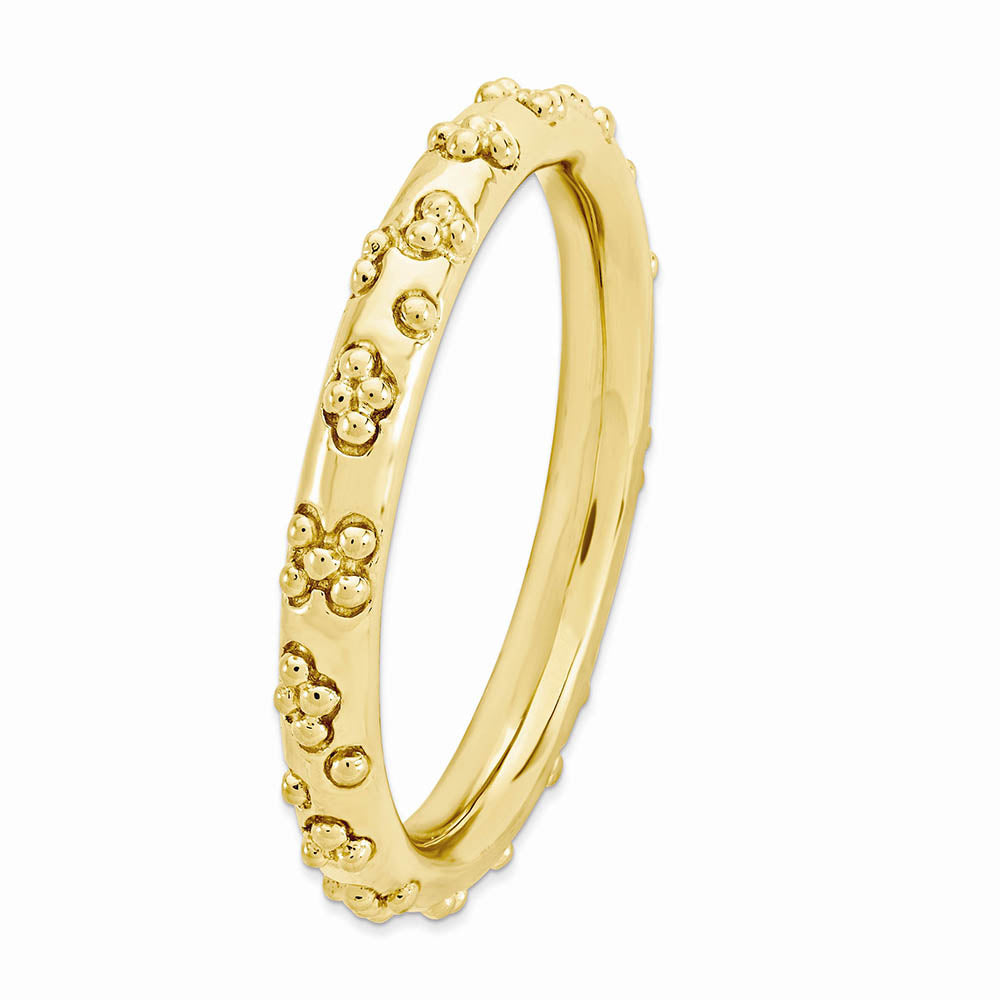 Alternate view of the 2.5mm Gold Tone Plated Sterling Silver Stackable Textured Band by The Black Bow Jewelry Co.