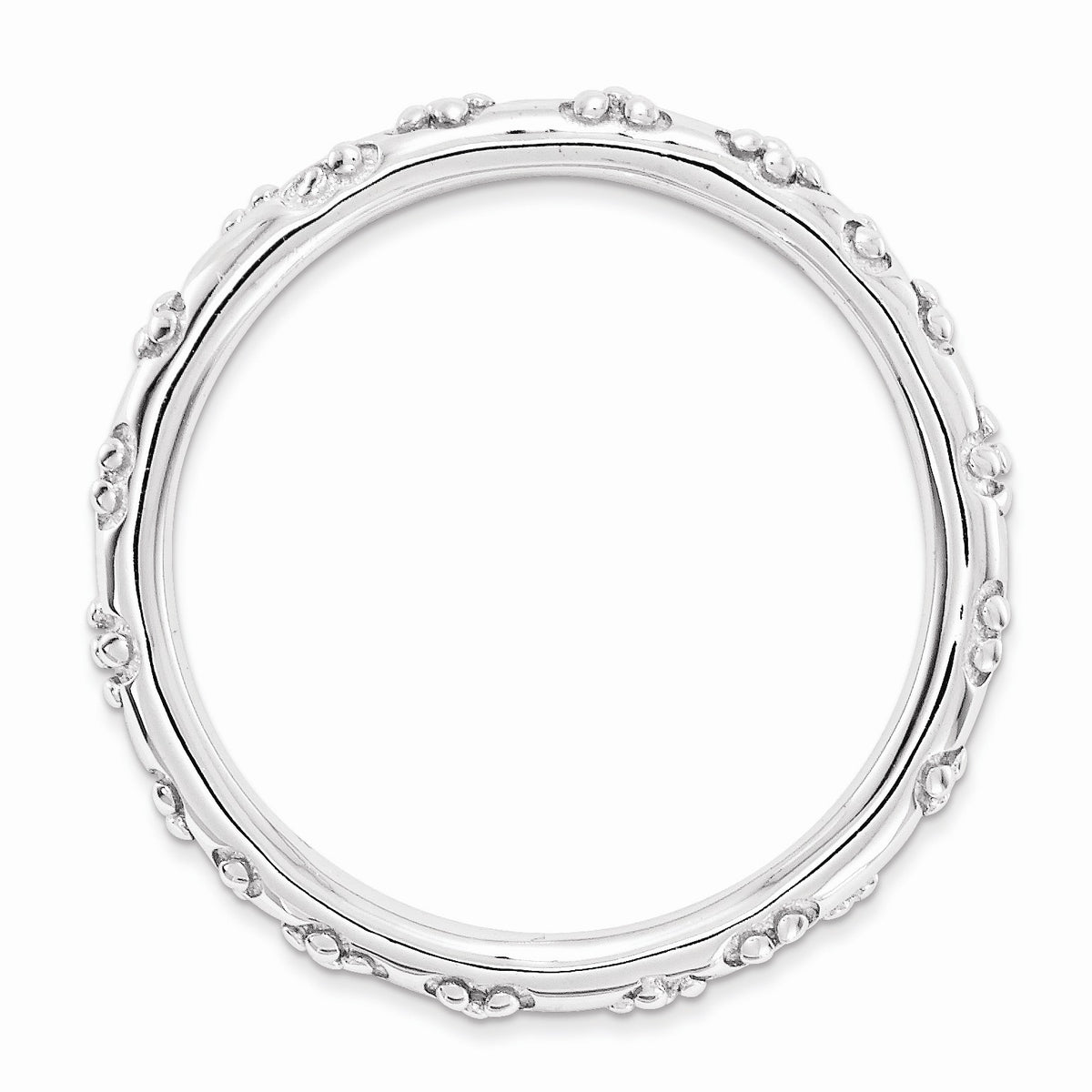 Alternate view of the 2.5mm Rhodium Plated Sterling Silver Stackable Textured Band by The Black Bow Jewelry Co.