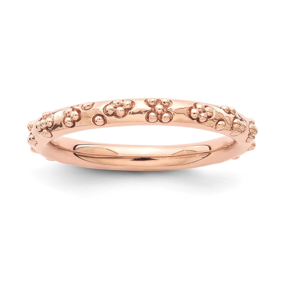 2.5mm Rose Gold Tone Plated Sterling Silver Stackable Textured Band, Item R11257 by The Black Bow Jewelry Co.