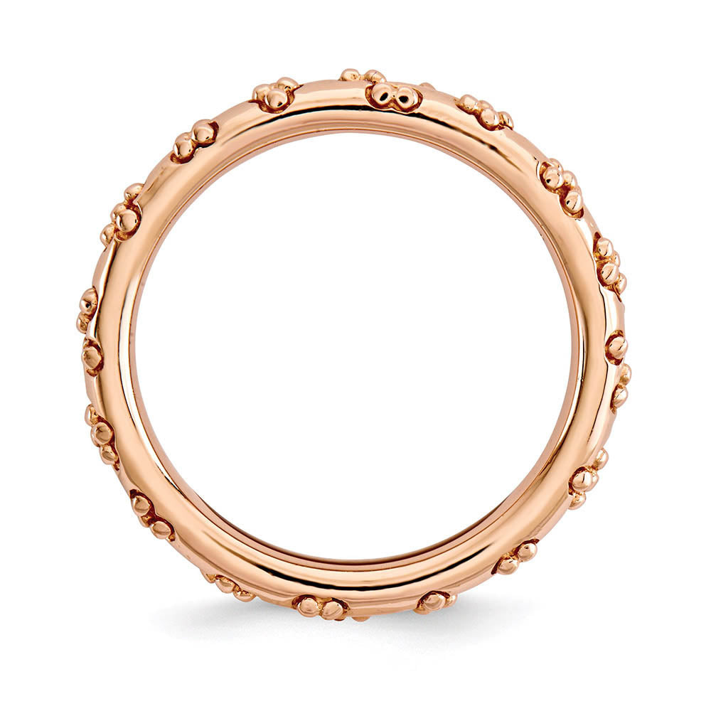 Alternate view of the 2.5mm Rose Gold Tone Plated Sterling Silver Stackable Textured Band by The Black Bow Jewelry Co.