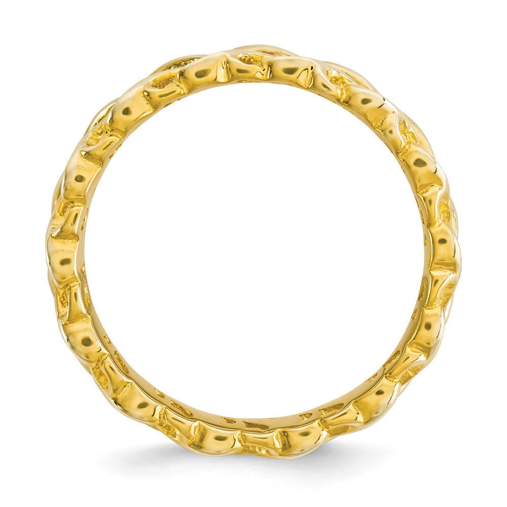 Alternate view of the 4.5mm Gold Tone Plated Sterling Silver Stackable Carved Heart Band by The Black Bow Jewelry Co.