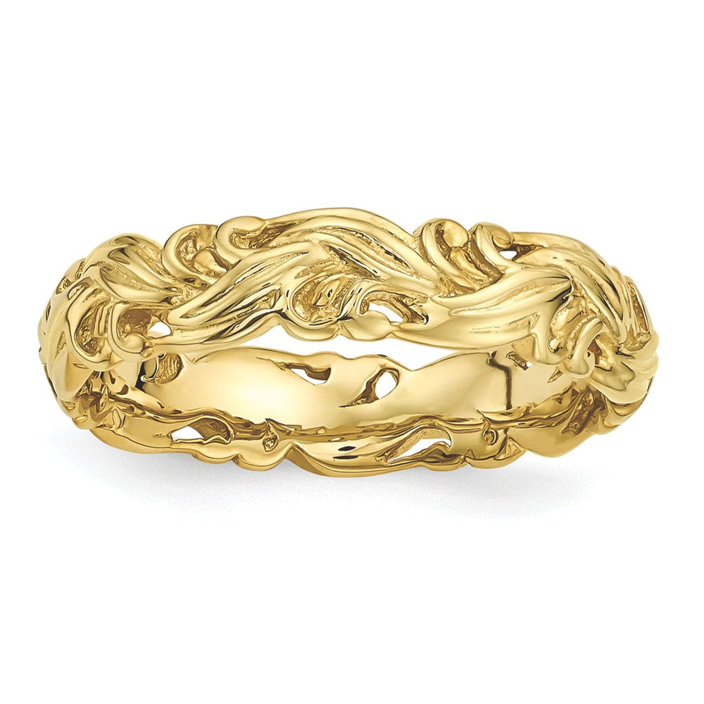 4.5mm Gold Tone Plated Sterling Silver Stackable Carved Band, Item R11272 by The Black Bow Jewelry Co.