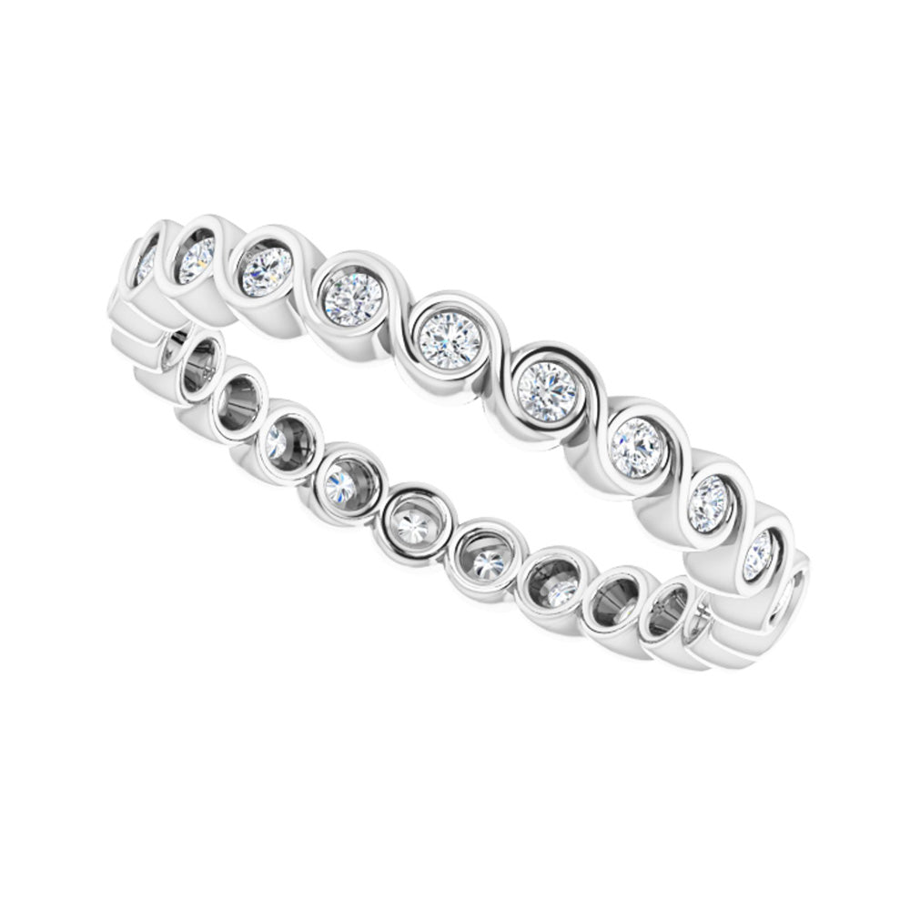 Alternate view of the 14K White Gold 1/3 CTW Diamond Bezel Set Eternity Swirl Band by The Black Bow Jewelry Co.