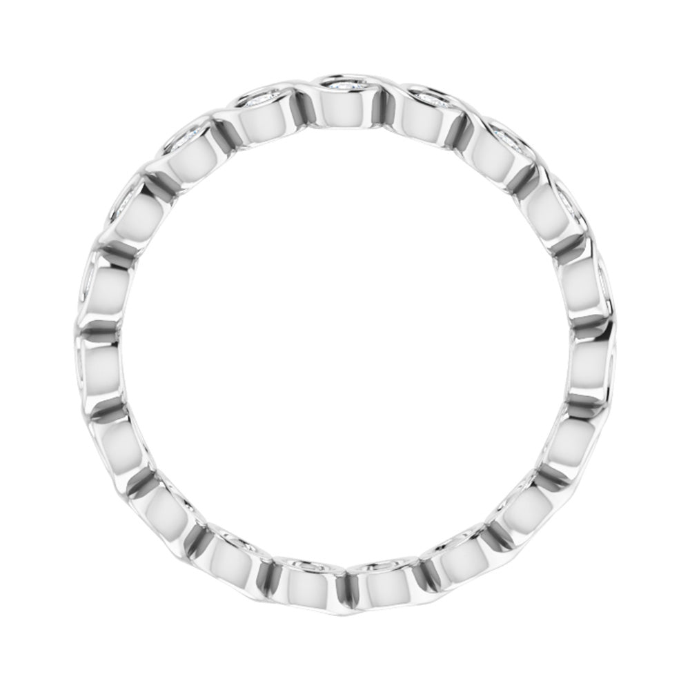 Alternate view of the 14K White Gold 1/2 CTW Diamond Bezel Set Eternity Swirl Band by The Black Bow Jewelry Co.