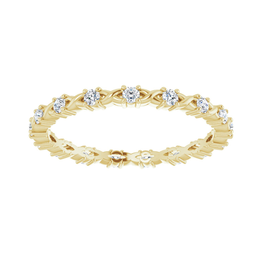 Alternate view of the 1.75mm 14K Yellow Gold 1/4 CTW Diamond Eternity Band by The Black Bow Jewelry Co.