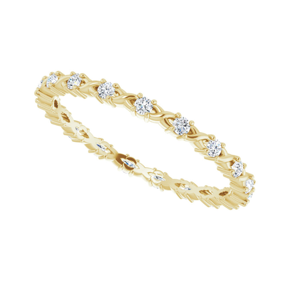 Alternate view of the 1.75mm 14K Yellow Gold 1/4 CTW Diamond Eternity Band, Size 5 by The Black Bow Jewelry Co.