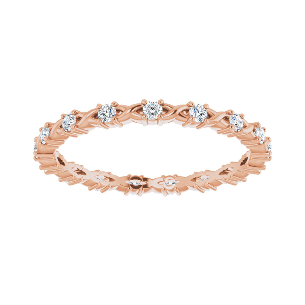 Alternate view of the 1.75mm 14K Rose Gold 1/4 CTW Diamond Eternity Band, Size 5 by The Black Bow Jewelry Co.