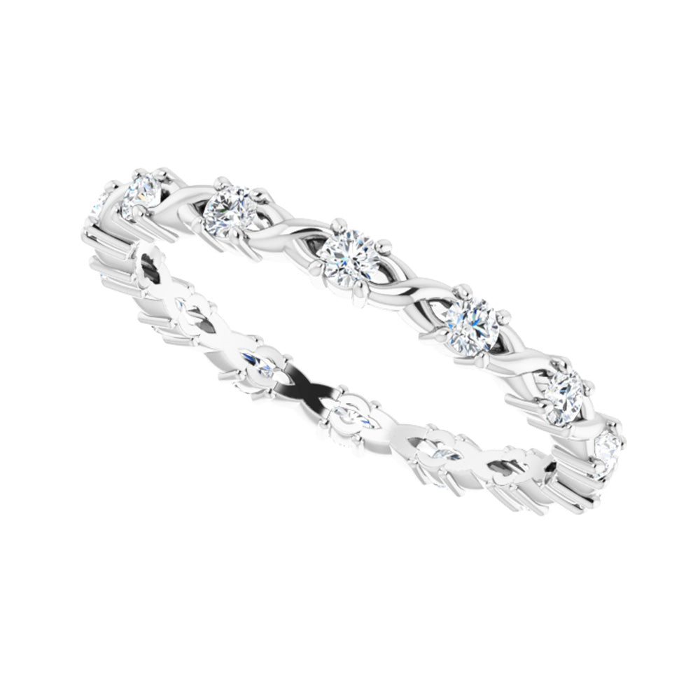 Alternate view of the 1.75mm 14K White Gold 1/4 CTW Diamond Eternity Band, Size 5 by The Black Bow Jewelry Co.