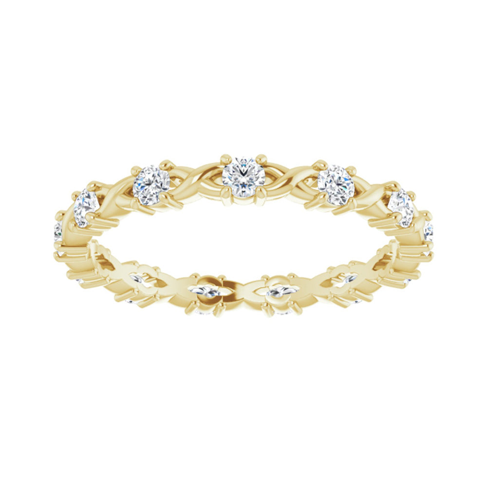 Alternate view of the 2mm 14K Yellow Gold 3/8 CTW Diamond Eternity Band by The Black Bow Jewelry Co.