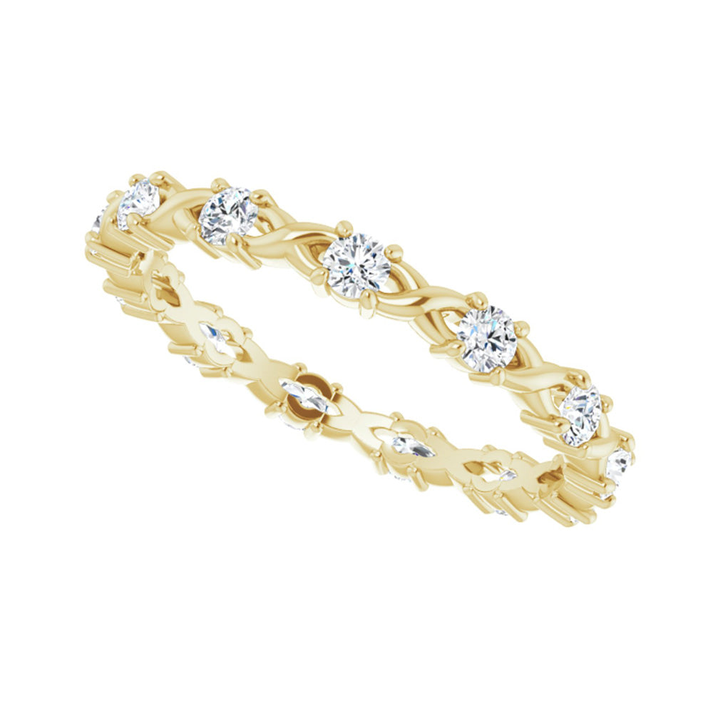 Alternate view of the 2mm 14K Yellow Gold 3/8 CTW Diamond Eternity Band, Size 5 by The Black Bow Jewelry Co.