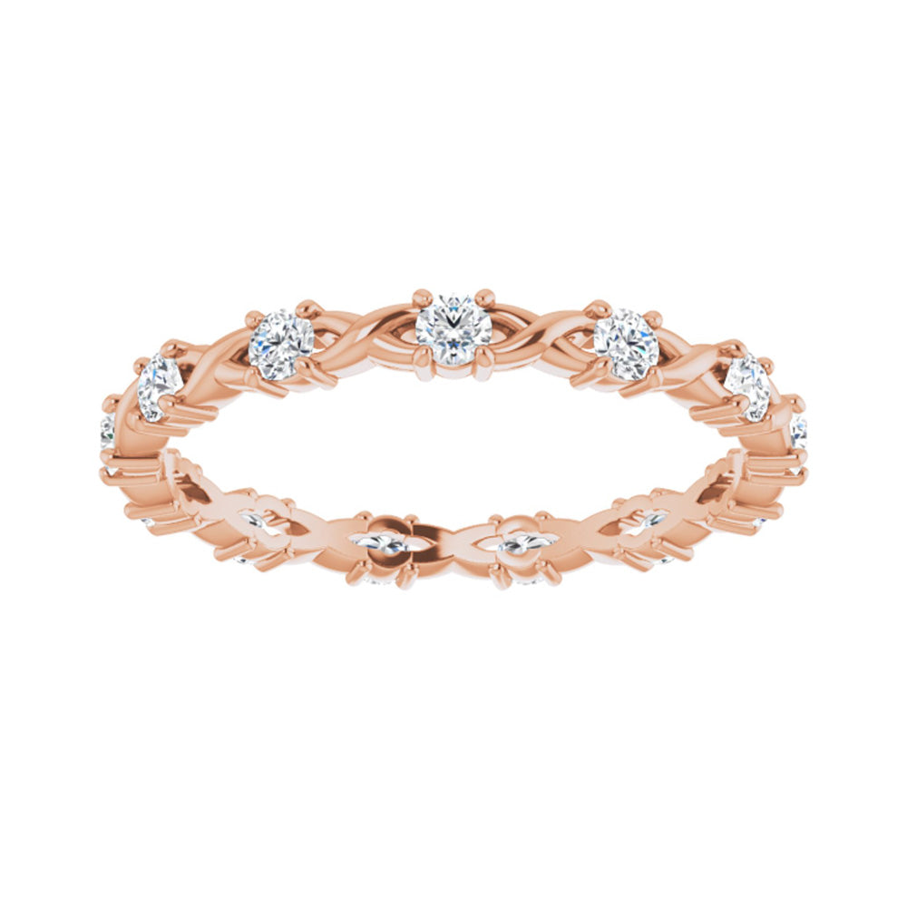 Alternate view of the 2mm 14K Rose Gold 3/8 CTW Diamond Eternity Band by The Black Bow Jewelry Co.