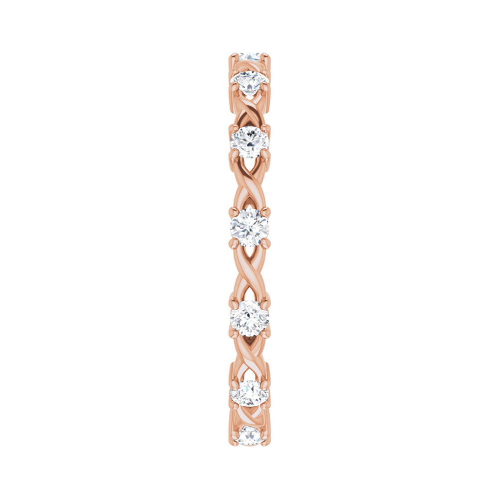 Alternate view of the 2mm 14K Rose Gold 3/8 CTW Diamond Eternity Band, Size 5 by The Black Bow Jewelry Co.