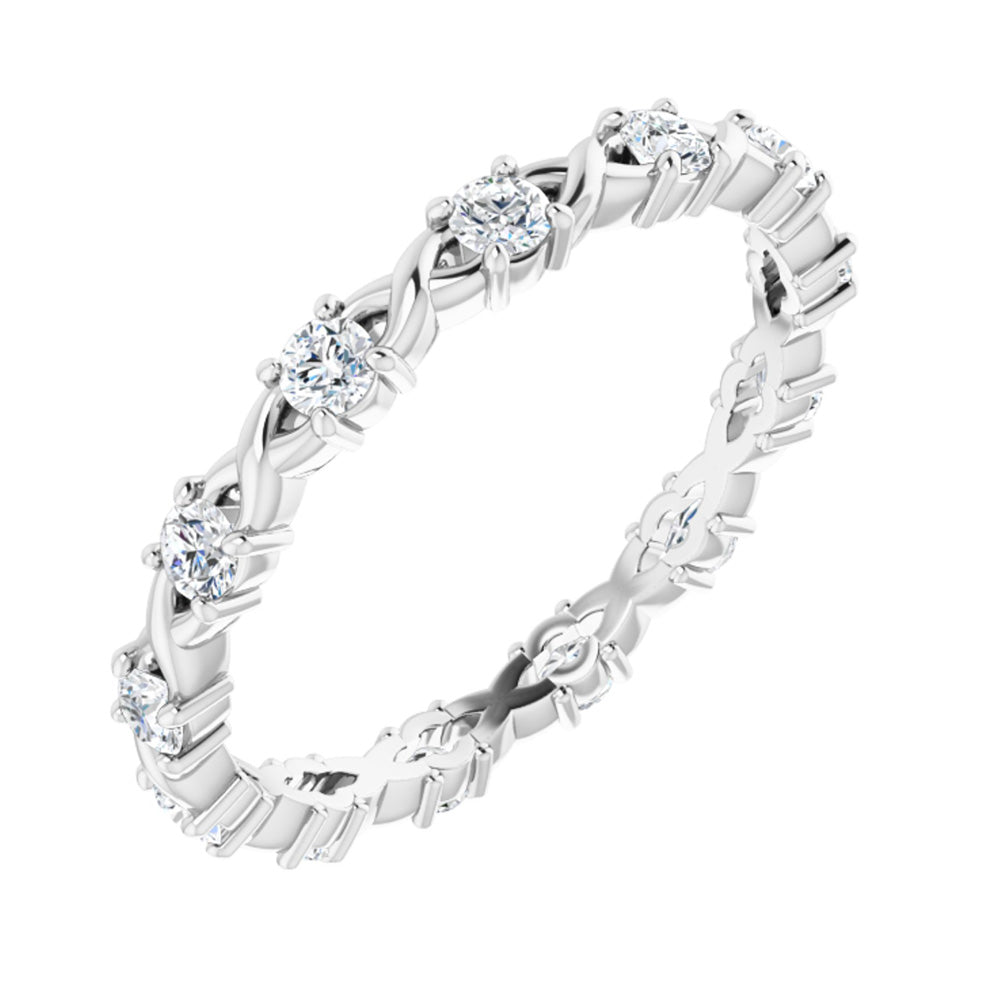 2mm 14K White Gold 3/8 CTW Diamond Eternity Band, Item R11295 by The Black Bow Jewelry Co.