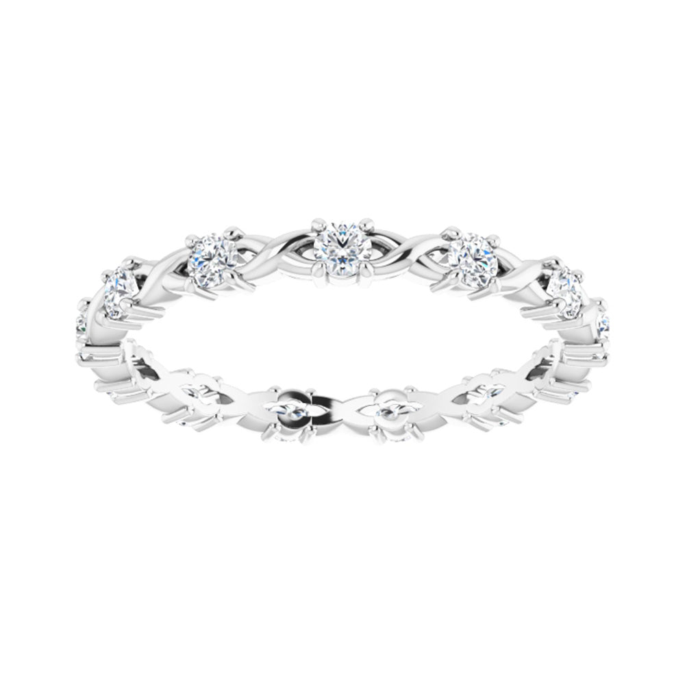 Alternate view of the 2mm 14K White Gold 3/8 CTW Diamond Eternity Band by The Black Bow Jewelry Co.