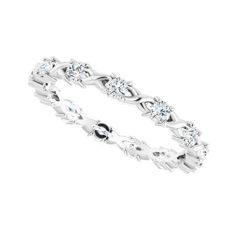 Alternate view of the 2mm 14K White Gold 3/8 CTW Diamond Eternity Band, Size 5 by The Black Bow Jewelry Co.