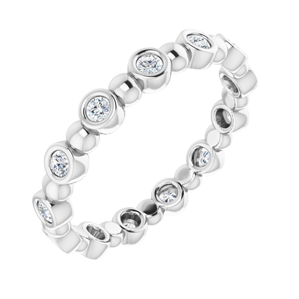 3.25mm 14K White Gold 1/4 CTW Diamond Bezel Set Eternity Band, Item R11297 by The Black Bow Jewelry Co.