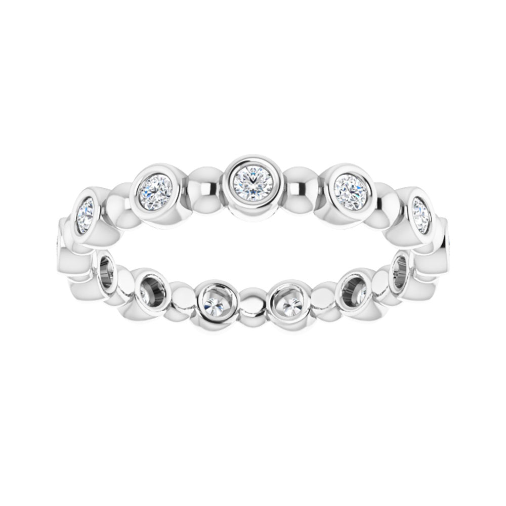 Alternate view of the 3.25mm 14K White Gold 1/4 CTW Diamond Bezel Set Eternity Band, Size 5 by The Black Bow Jewelry Co.