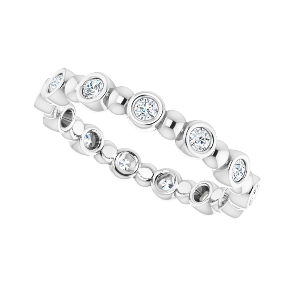 Alternate view of the 3.25mm 14K White Gold 1/4 CTW Diamond Bezel Set Eternity Band, Size 5 by The Black Bow Jewelry Co.