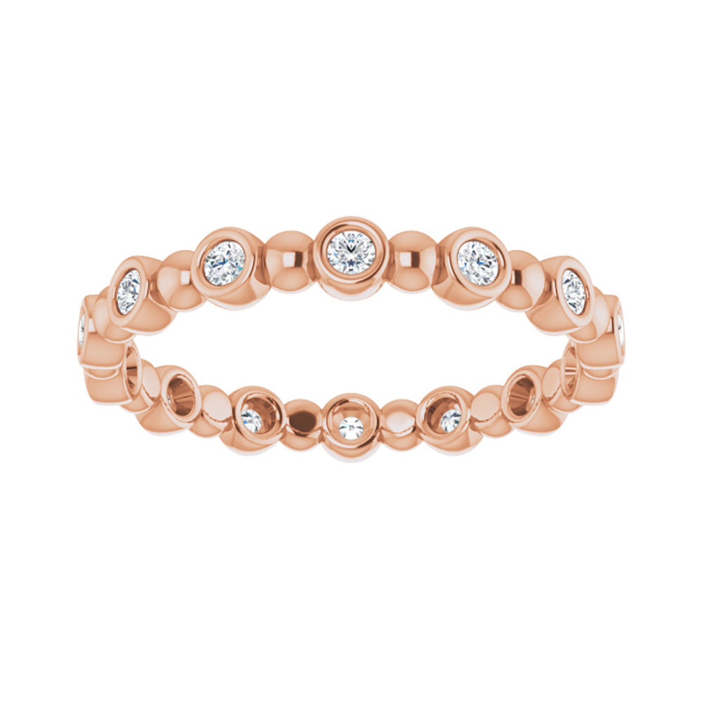 Alternate view of the 3.25mm 14K Rose Gold 1/4 CTW Diamond Bezel Set Eternity Band, Size 5 by The Black Bow Jewelry Co.