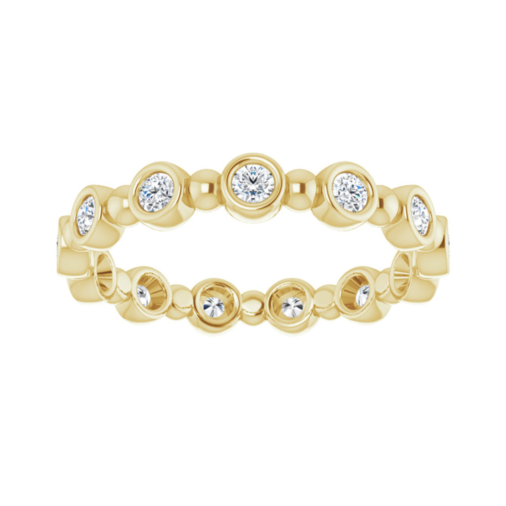 Alternate view of the 3.5mm 14K Yellow Gold 1/2 CTW Diamond Bezel Set Eternity Band, Size 5 by The Black Bow Jewelry Co.