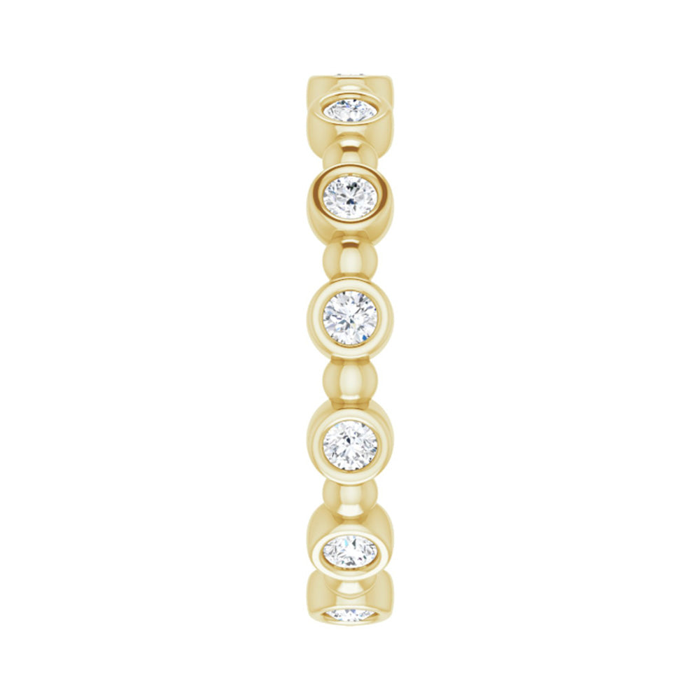 Alternate view of the 3.5mm 14K Yellow Gold 1/2 CTW Diamond Bezel Set Eternity Band by The Black Bow Jewelry Co.