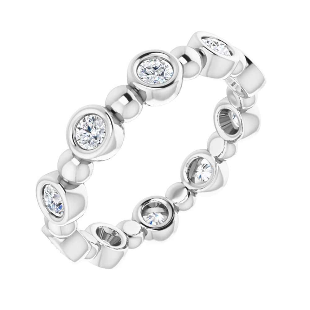3.5mm 14K White Gold 1/2 CTW Diamond Bezel Set Eternity Band, Item R11300 by The Black Bow Jewelry Co.