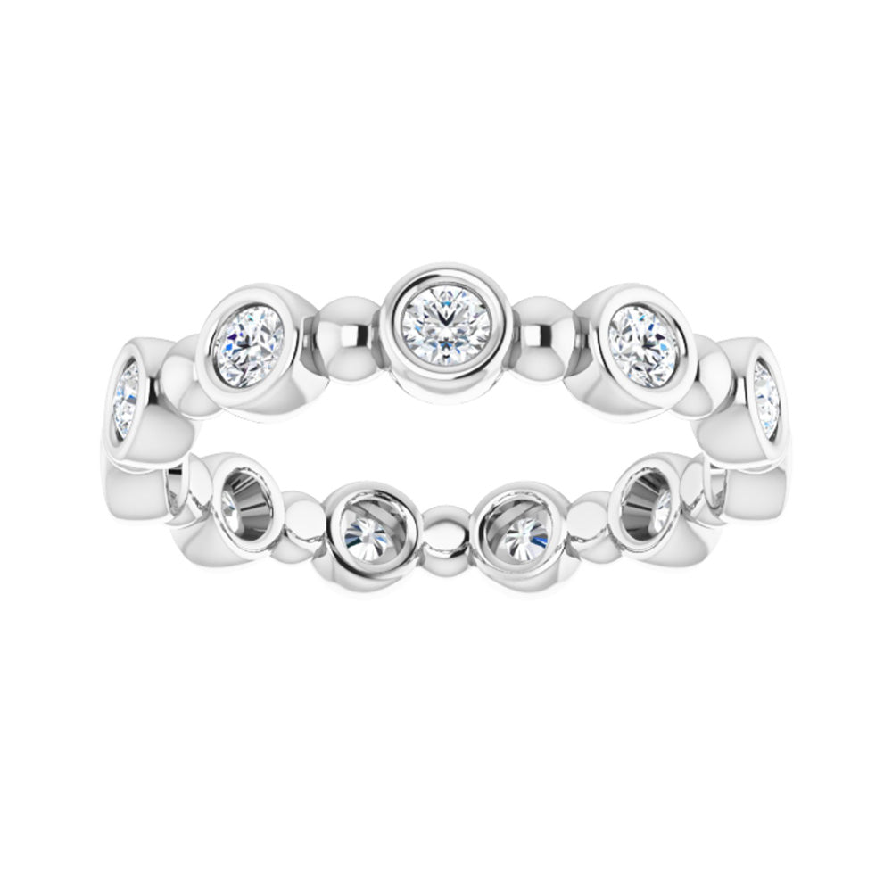 Alternate view of the 3.5mm 14K White Gold 1/2 CTW Diamond Bezel Set Eternity Band by The Black Bow Jewelry Co.